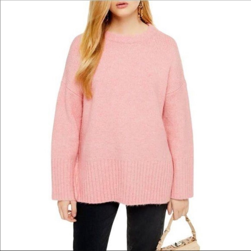 TopShop Deep Hem Supersoft Sweater Pullover Pink v6x